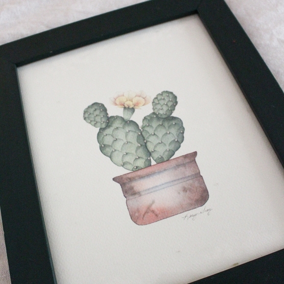 Vintage Flowering Cactus Framed Print by Karyn Frances Gray / Southwestern - Picture 5 of 8